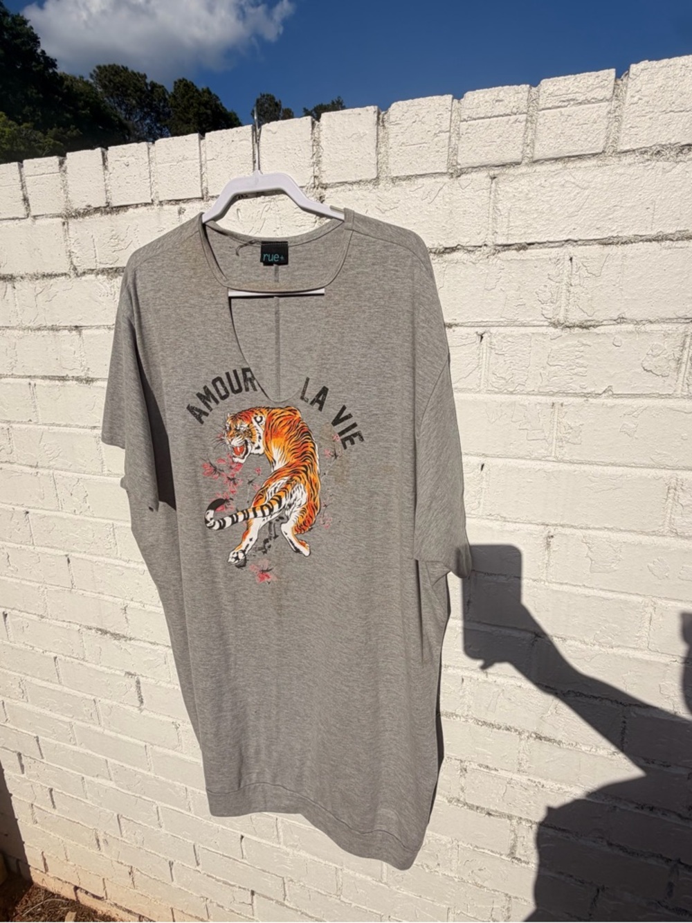 Rue21 Gray Tee with Orange Tiger Graphic
